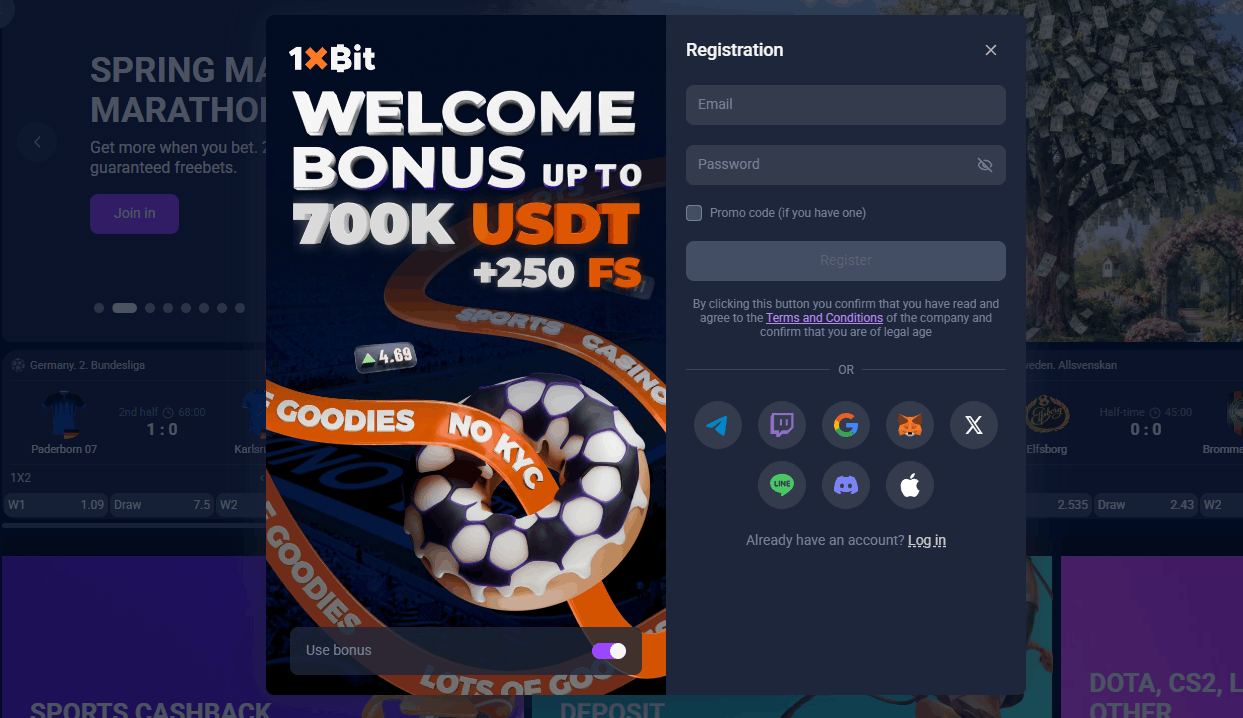 Registro en 1xBit paso a paso